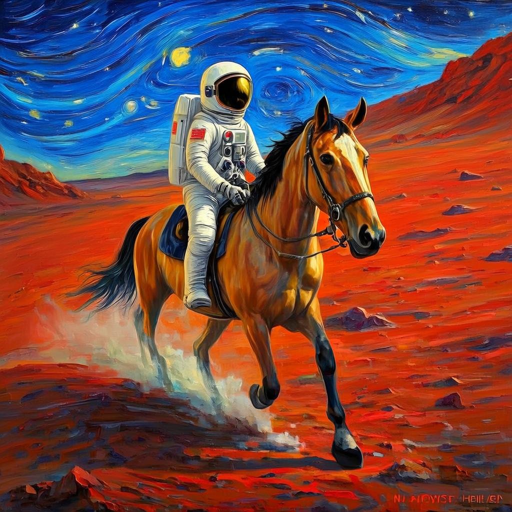 IA creativa generando arte inspirado en Van Gogh.